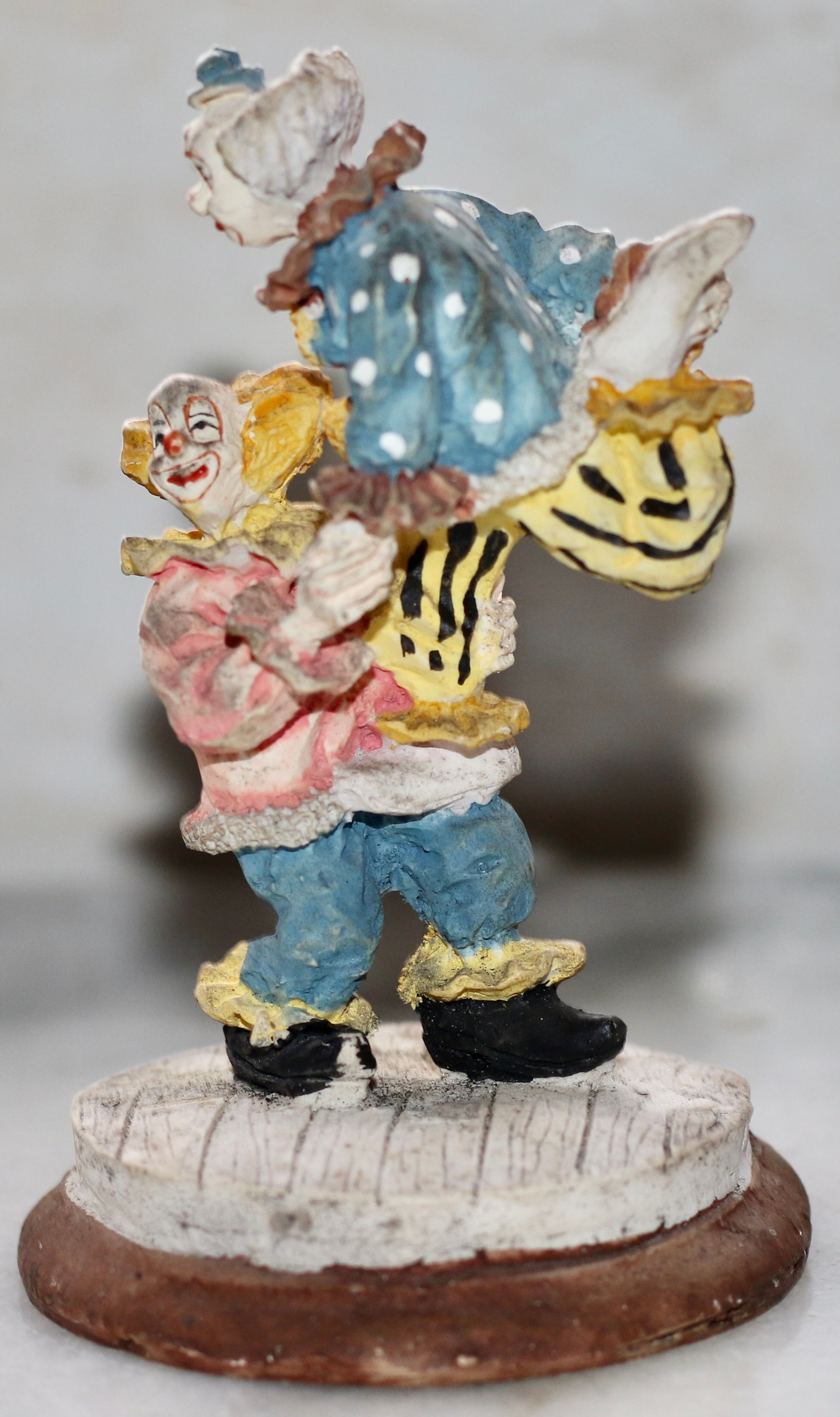 Preloved Kitsch Clown Ornament, Acrobatic Balancing Clowns Statue