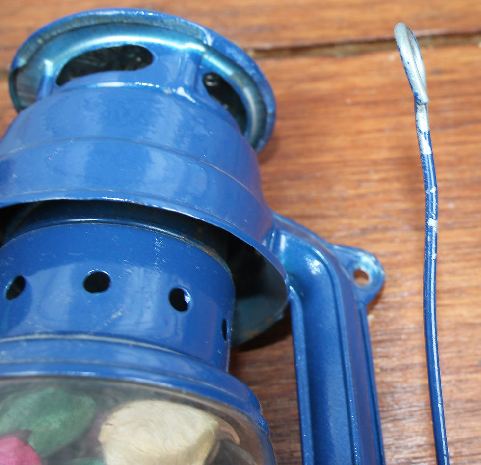 Miniature : Preloved Swallow Brand Metal and Glass Oil Lantern, Hurricane Lamp