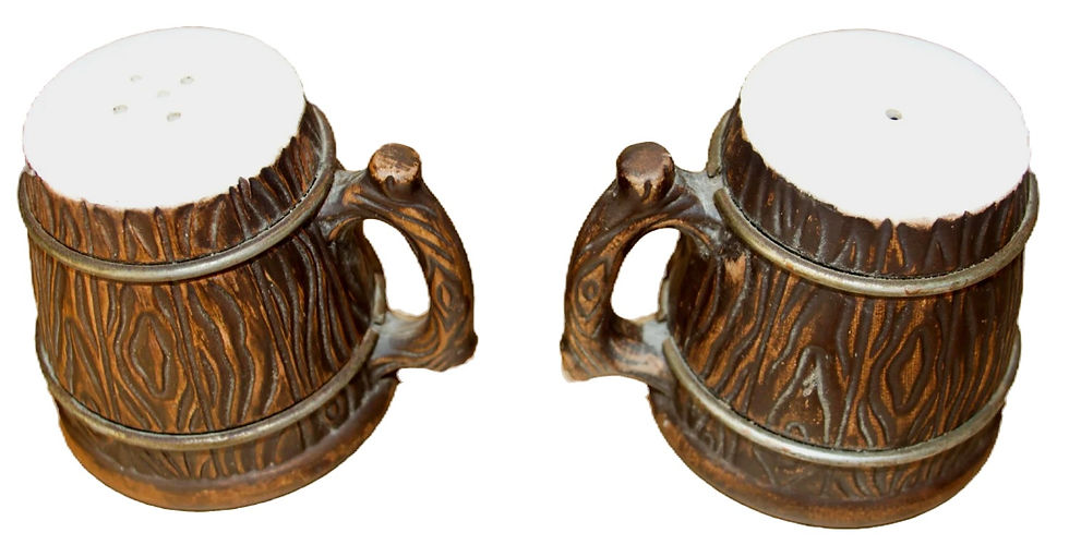 Μικρογραφία: Preloved Faux Bois Salt and Pepper Shakers Wood-Look Salt and Pepper Shakers