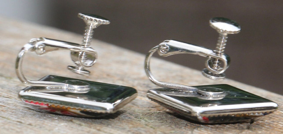 縮圖：Preloved Screw-on metal and enamel earrings