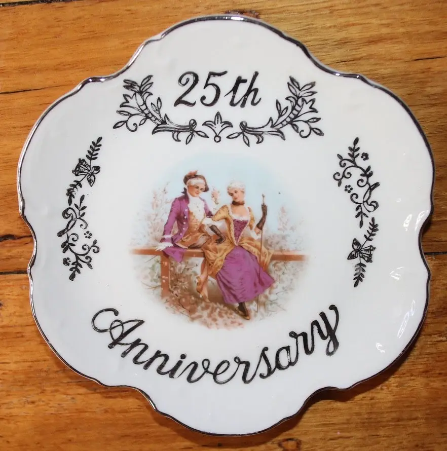 Preloved 25th wedding anniversary plate, Silver wedding anniversary plate
