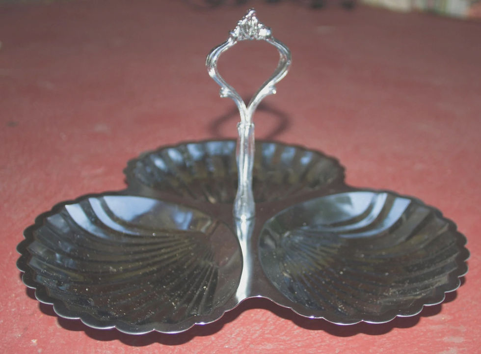 Thumbnail: Preloved Triple Chrome 3 Section Shell Tray , Divided Serving Tray