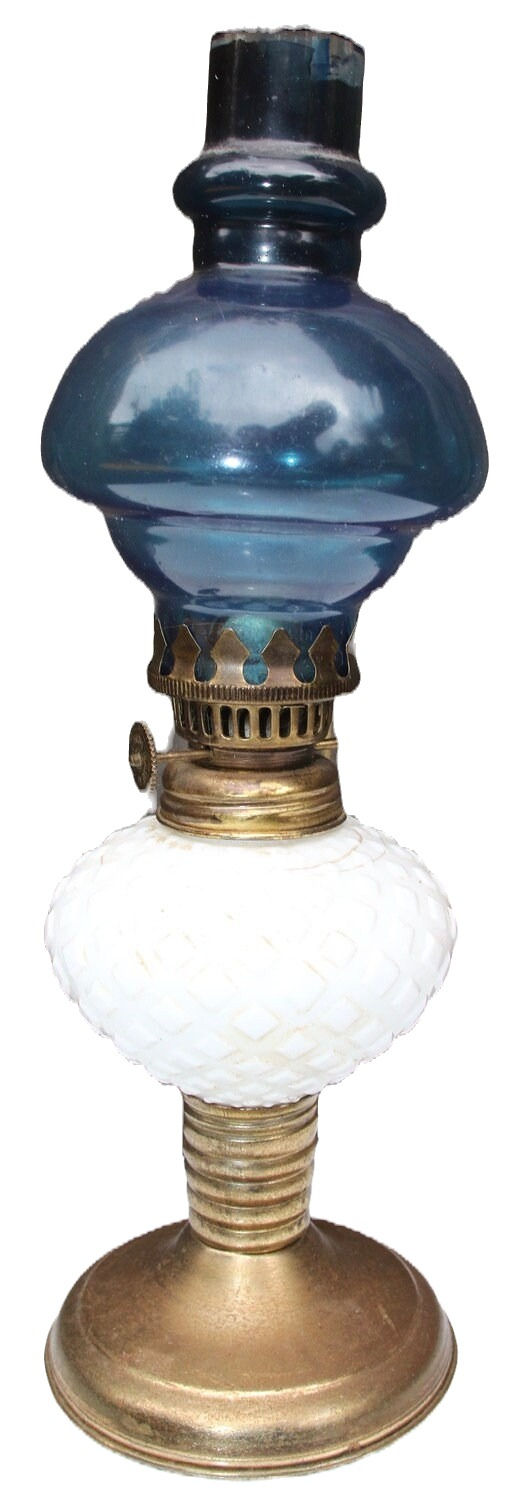 Miniatura: Preloved Glass and metal hurricane lamp, oil lamp