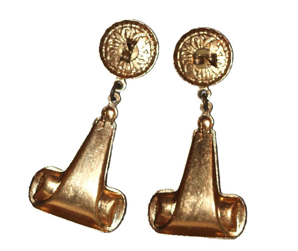 Miniature : Preloved Vintage Pair of brass coloured earrings