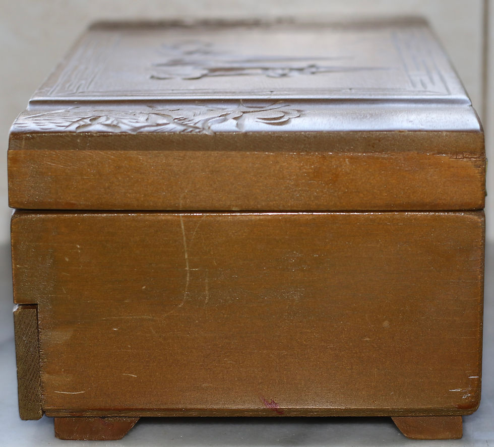 Thumbnail: Preloved Vintage Chinese Wooden Hand Carved Oriental Jewellery Box