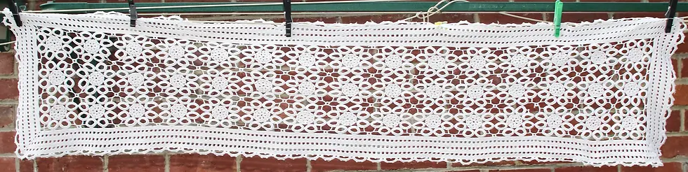 Miniaturbild: Preloved Vintage Laced Crochet Style Table runner, Crochet Table-runner