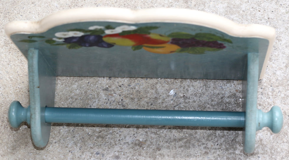 Μικρογραφία: Preloved Wooden Paper Towel Holder, Wooden Floral Towel Holder