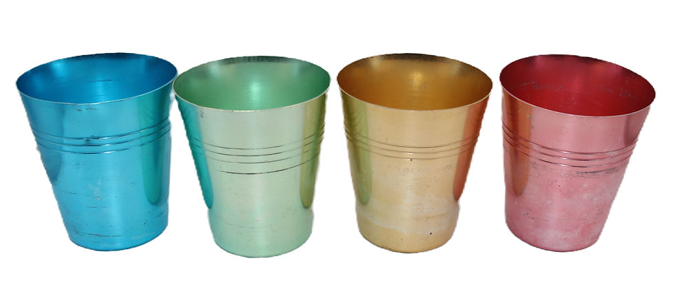 Thumbnail: Preloved Set of four anodised metal beakers
