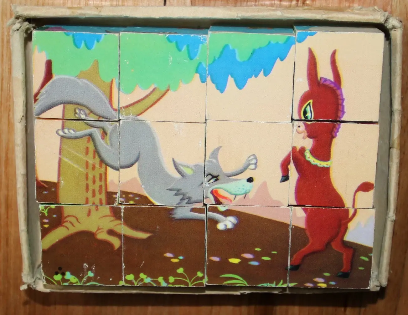 Preloved Vintage Picture cubes - The clever little donkey