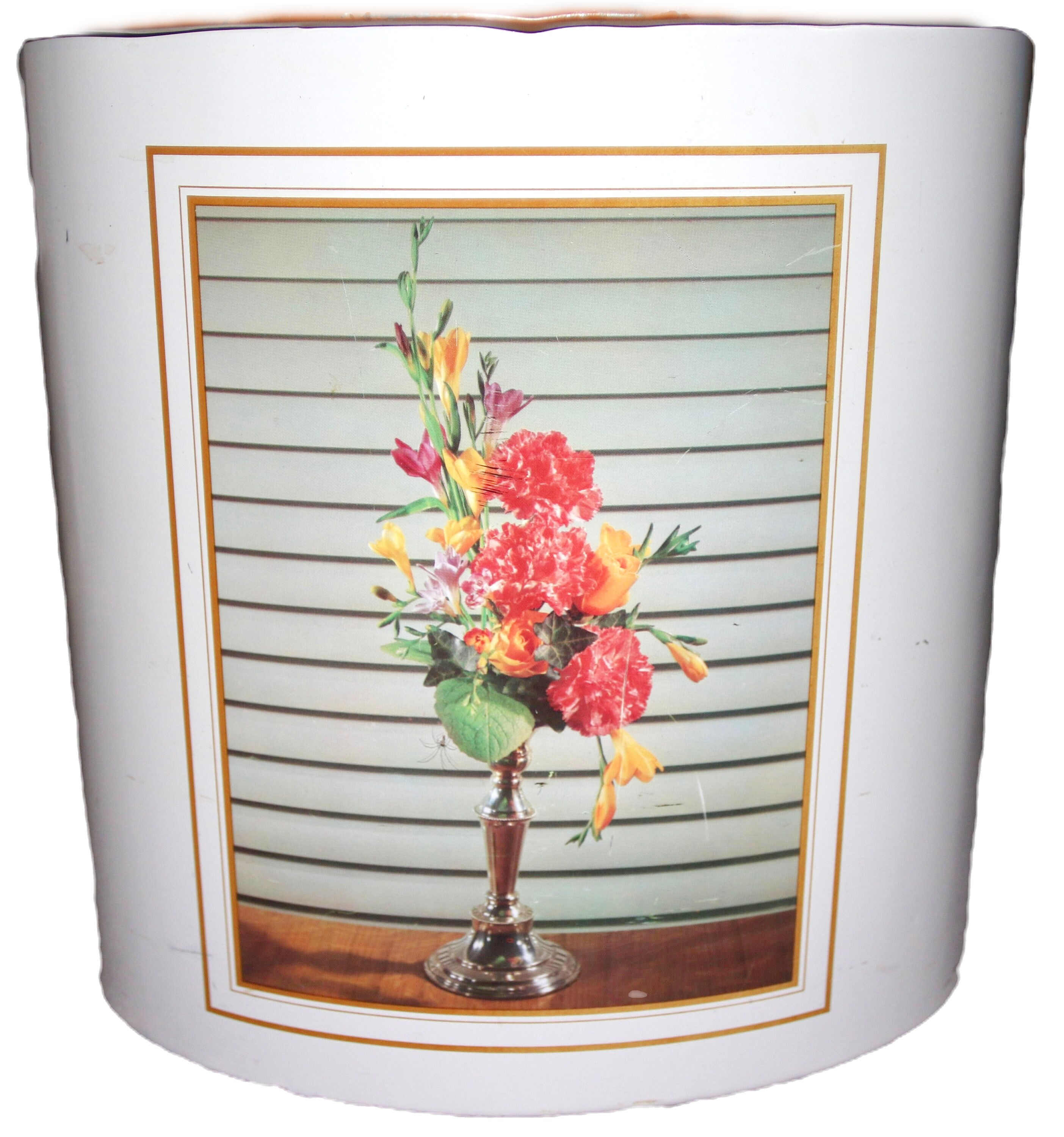 Preloved Metal Floral Willow Waste Bin, Willow Bin, Wastepaper Bin