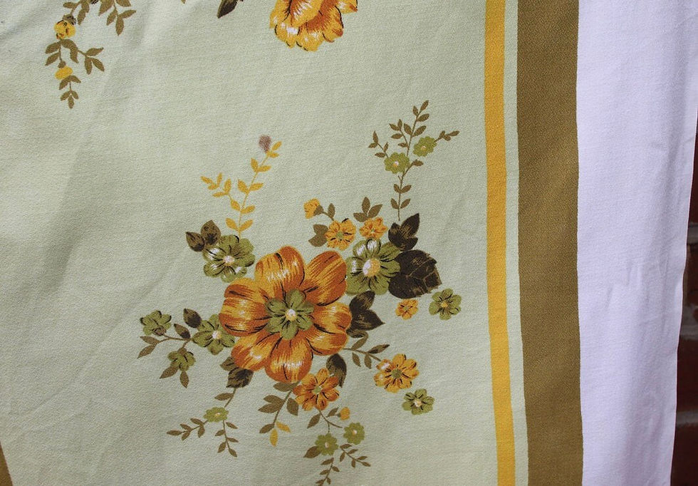 Thumbnail: Preloved Printed Tablecloth, Floral Tablecloth, Flower Tablecloth