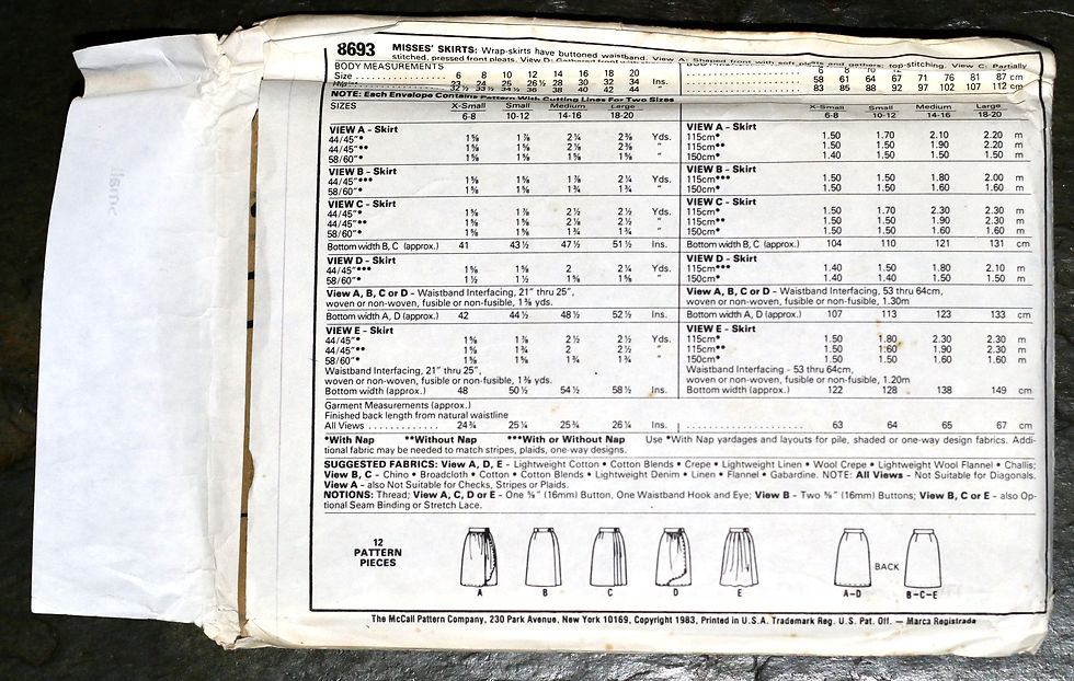 Миниатюра: Vintage McCall's 8693 Misses' Wrap Skirts, Sewing Pattern OOP Pattern