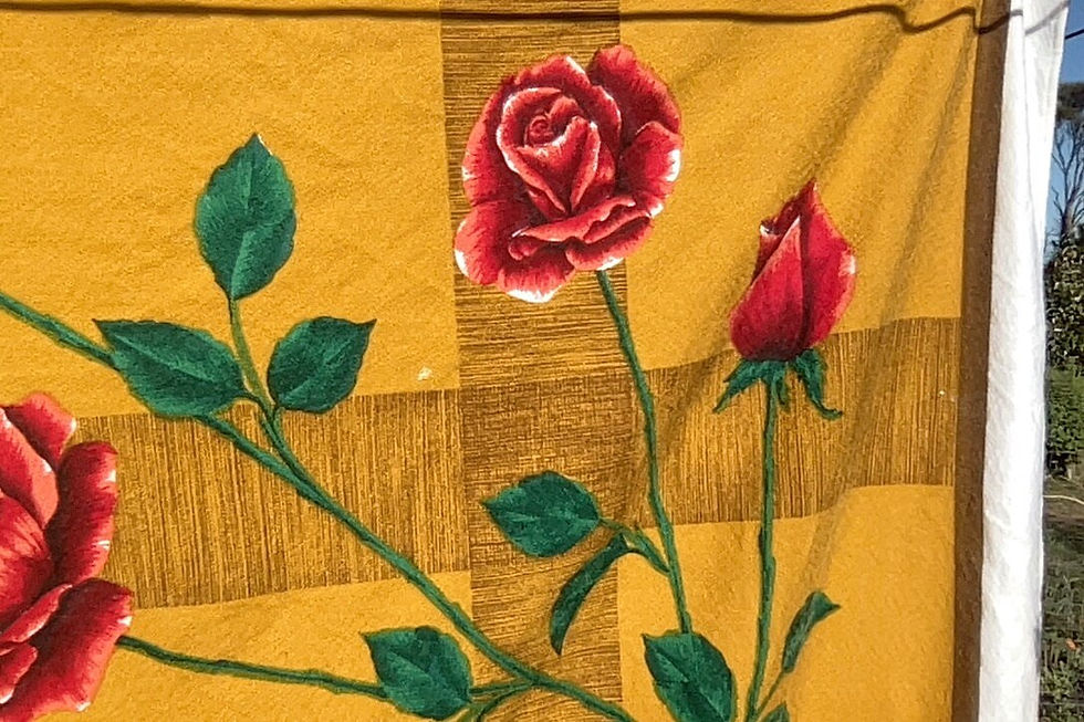 Preloved Printed Tablecloth, Floral Tablecloth, Flower Tablecloth