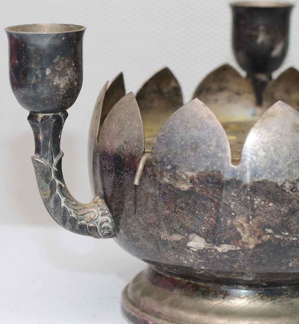 Miniatura: Preloved Viners International Candle Holders and Rose Bowl Centrepiece