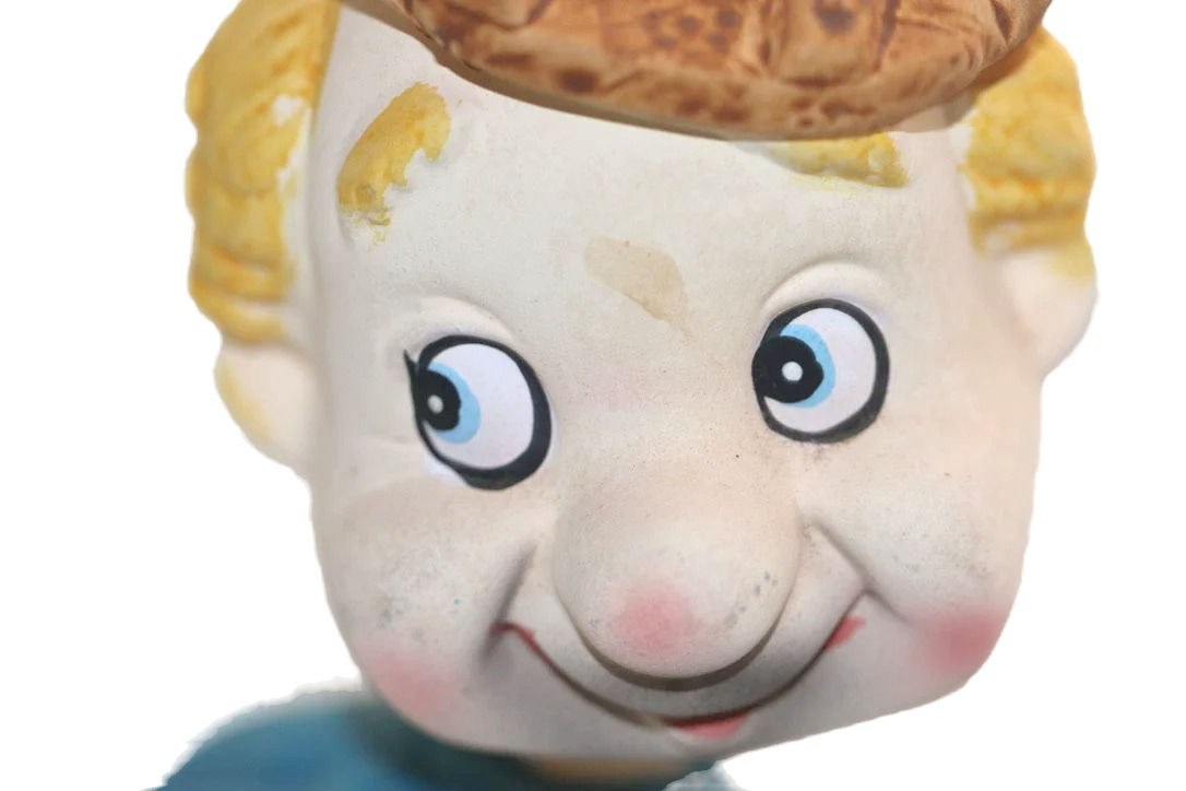 Preloved Vintage Bobbing Head Money Box , Novelty Retirement Fund Bank