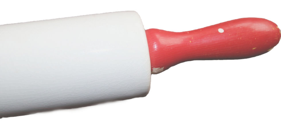 縮圖：Preloved Vintage Porcelain Rolling Pin with Wooden Handles