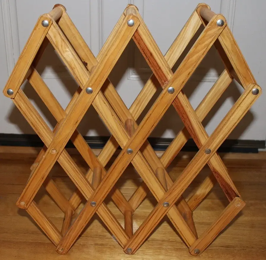 縮圖：Preloved Vintage accordion wooden wine rack, Folding wine rack