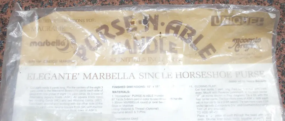 Miniatura: Preloved Macrame Purse Kit, Handles Letters and Instructions , Two Variations