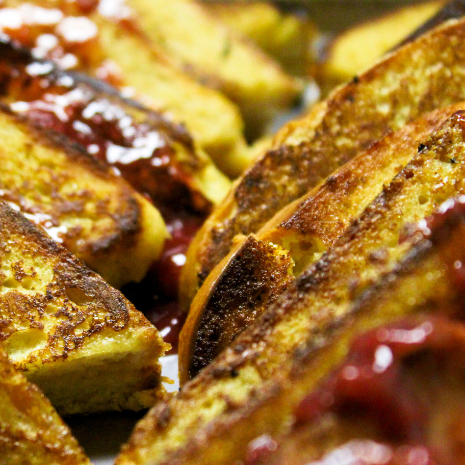 Golden French Toast with Strawberry Compote