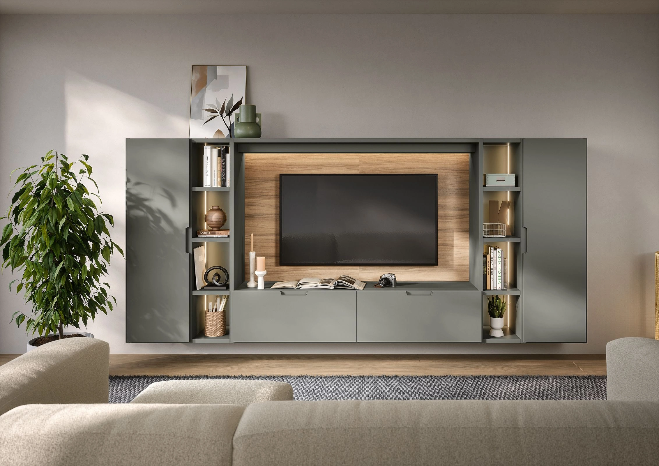 Modern media wall unit