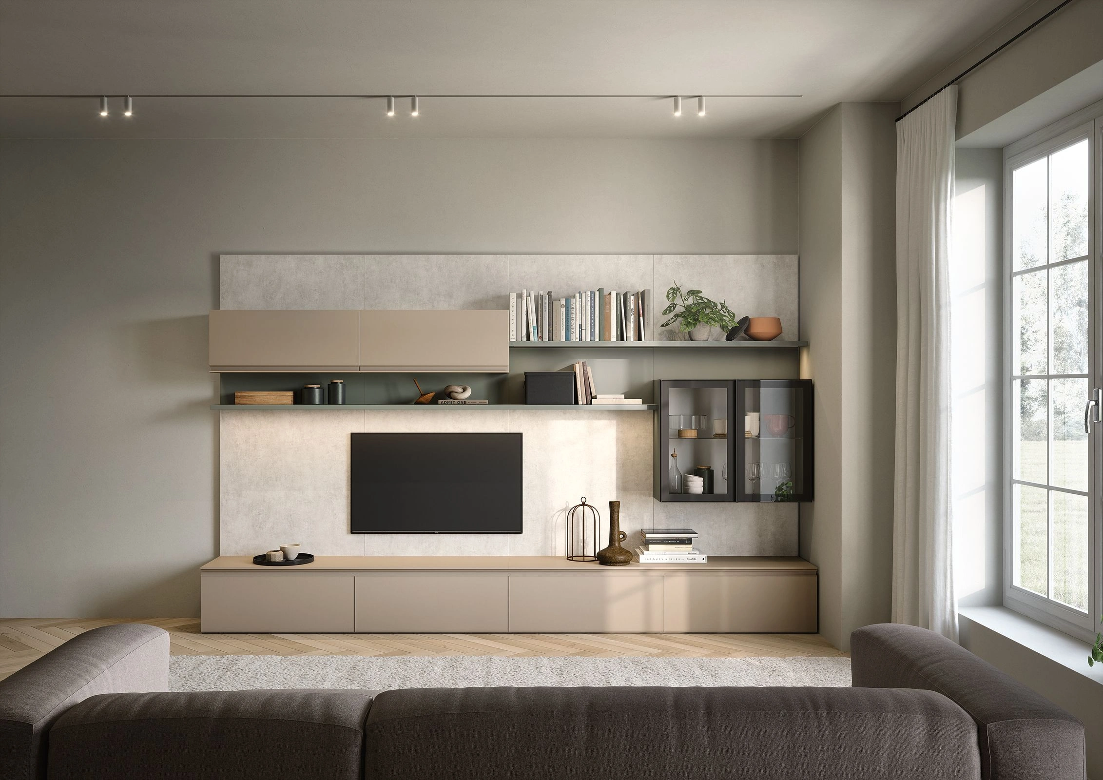 Media wall with storage