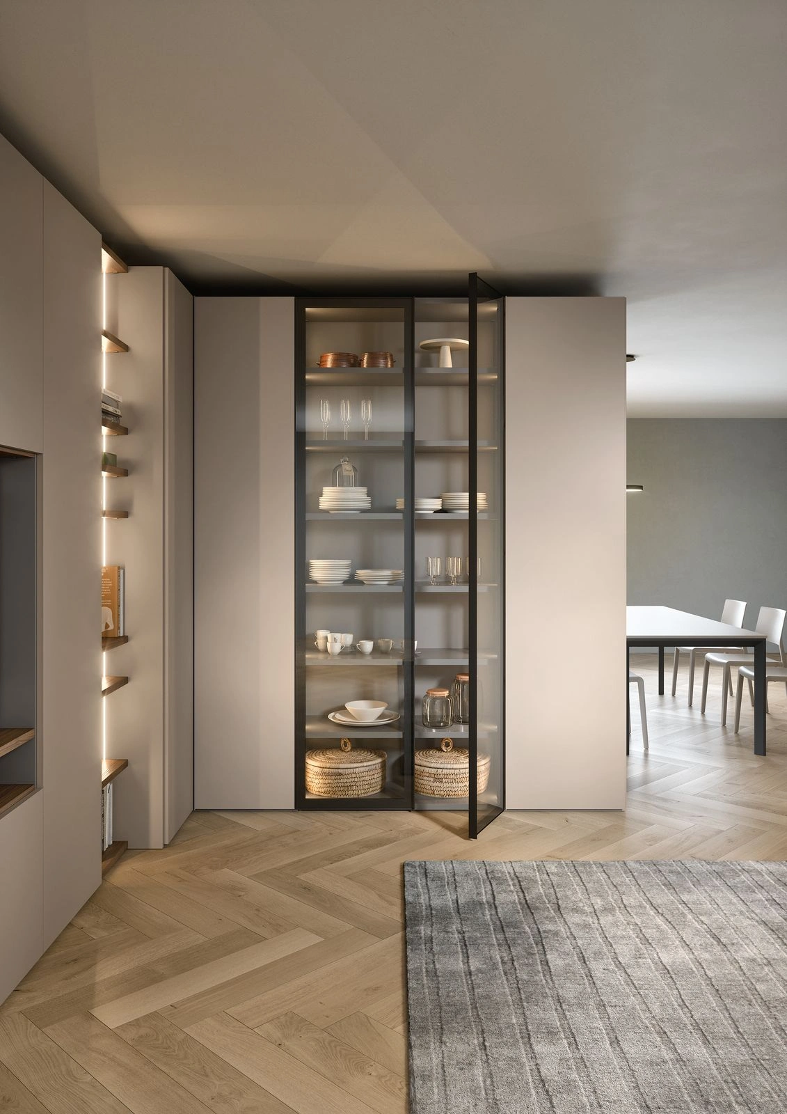 Media wall with storage