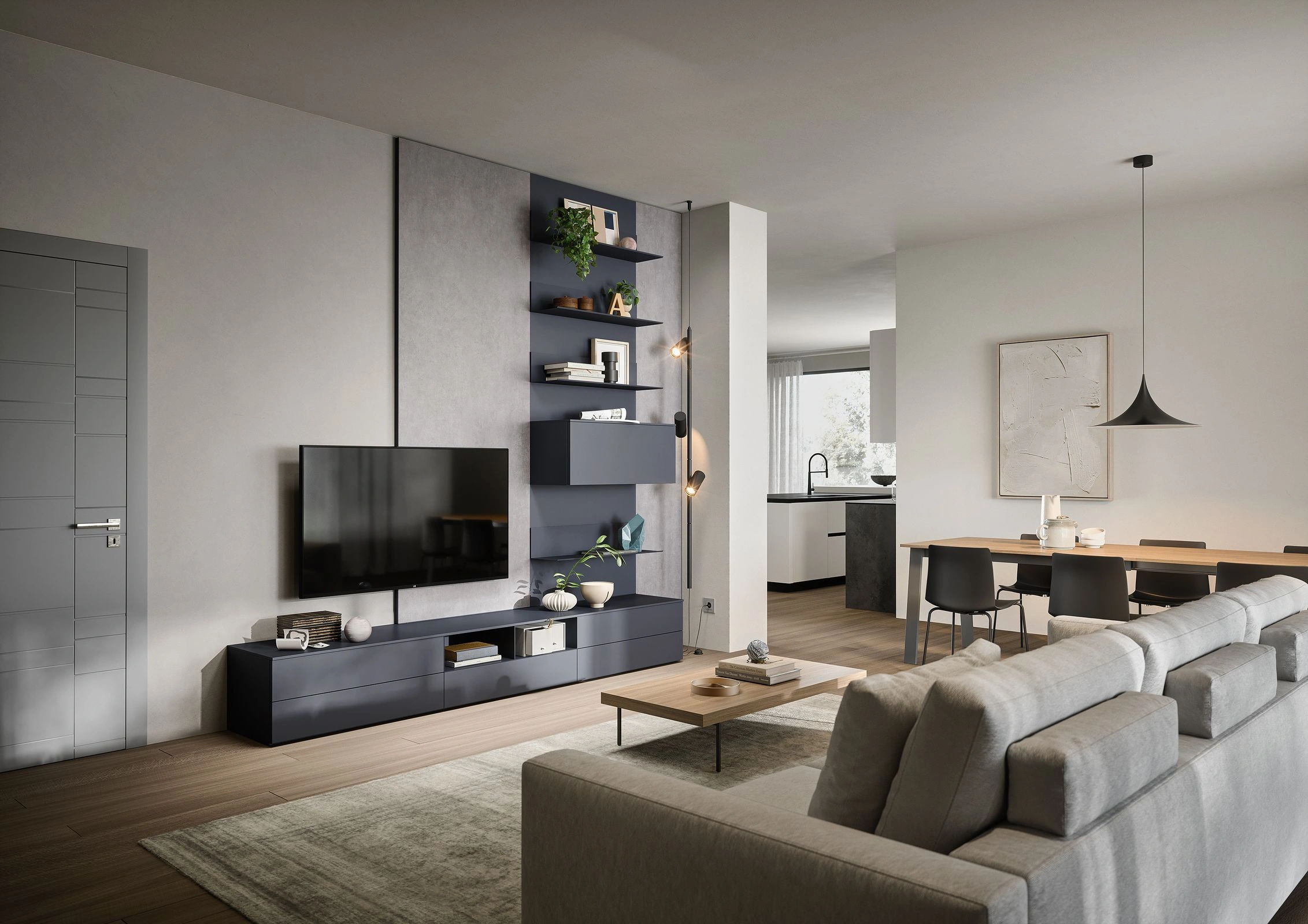 Blu Navy Media Wall Unit