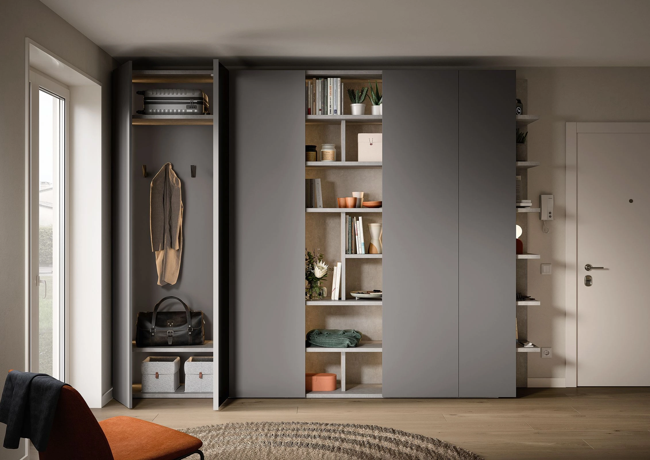 grey modern fitted wardrobes