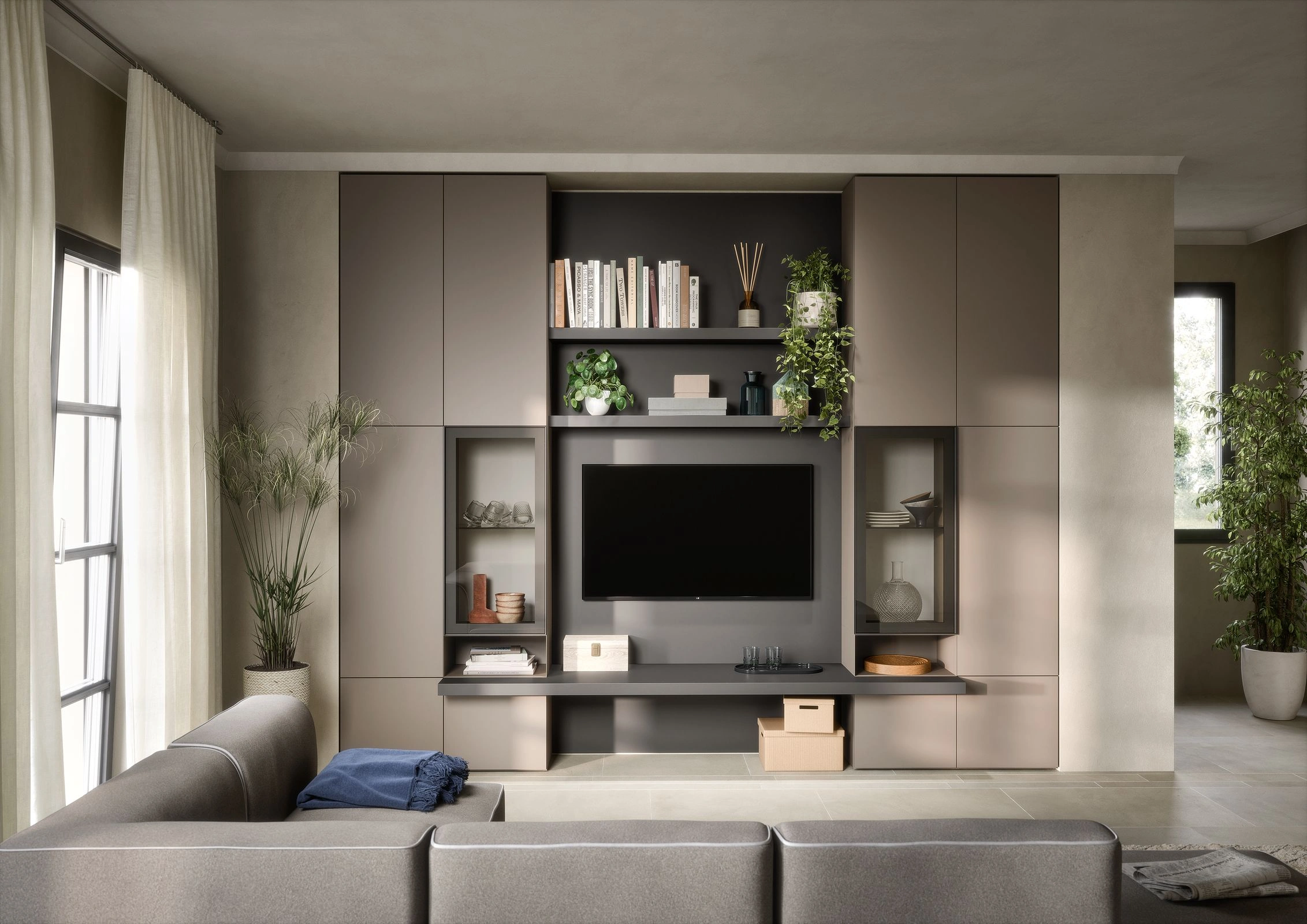 Modern media wall unit