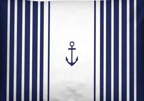 Thumbnail: White / Navy Blue Anchor Stripe Cushion
