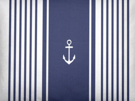 Thumbnail: Navy Blue / White Anchor Stripe Cushion