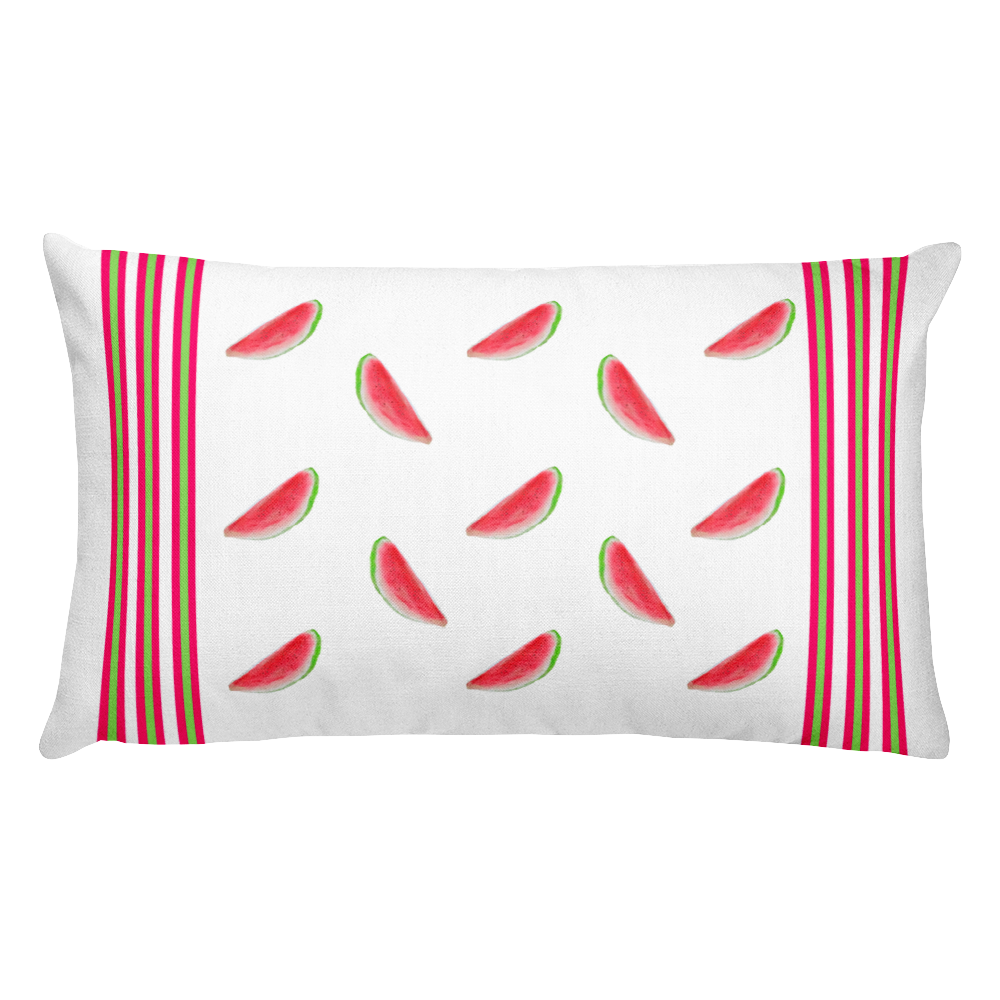 Pink and Green Watermelon Stripe Cushion