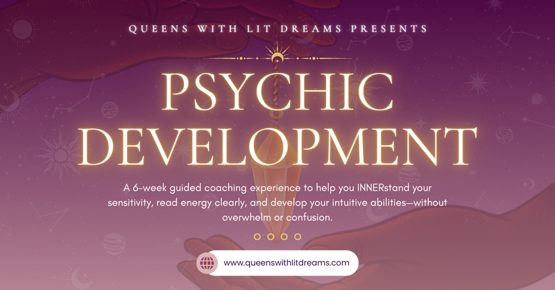 Photo of lit candles with words Psychic Development on it