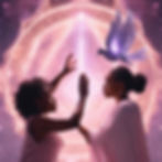 Woman receiving spiritual and psychic guidance from her illuminated ally and spiritual guide. There's a dove about her guide.