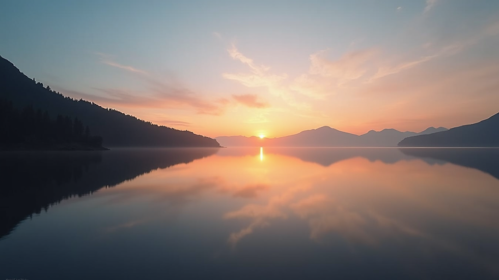 Close-up view of a calm lake reflecting the sky at sunset