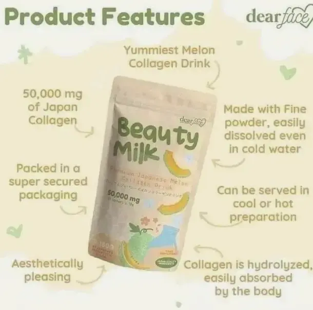 Thumbnail: Dear Face Beauty Milk Japanese Collagen Melon Drink, 10 Sachets x 18g