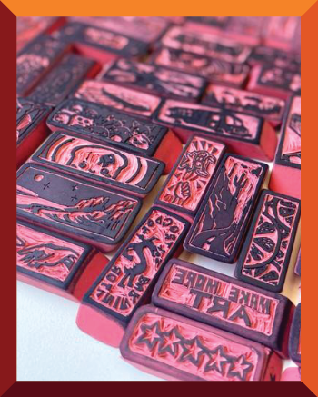 Pink Eraser Block Prints
