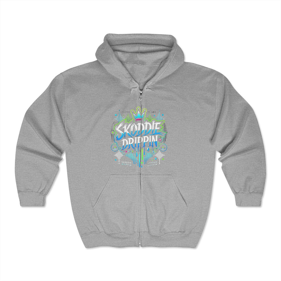 Thumbnail: Skoddie Drippin Urban Graphic Zip-Up Hoodie, Cool Streetwear, Unisex Sweatshirt