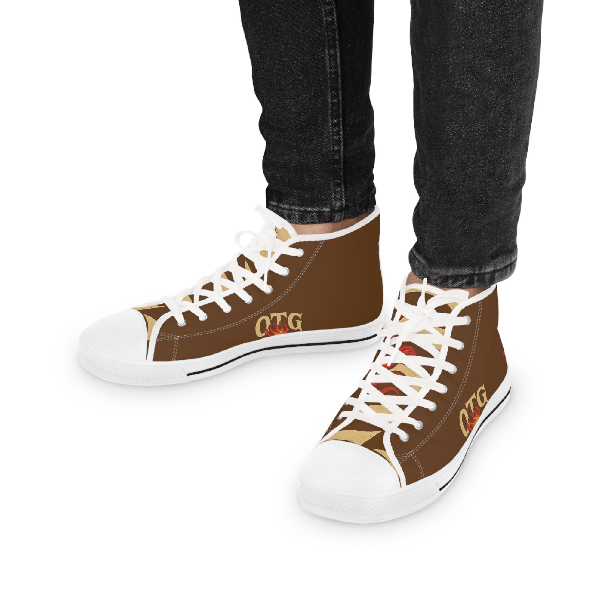 "OTG" High Top Sneakers for Men (Brown)