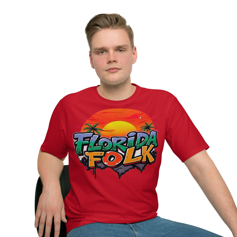 Thumbnail: "Florida Folk" Men's Loose T-shirt (Dark Red)