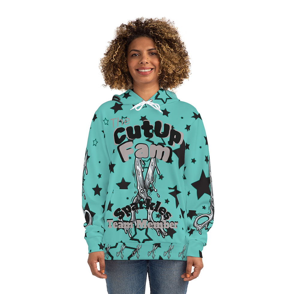 Thumbnail: Teal Team Member CutUp Sparkles All-Over Print TikTok Promo Hoodie