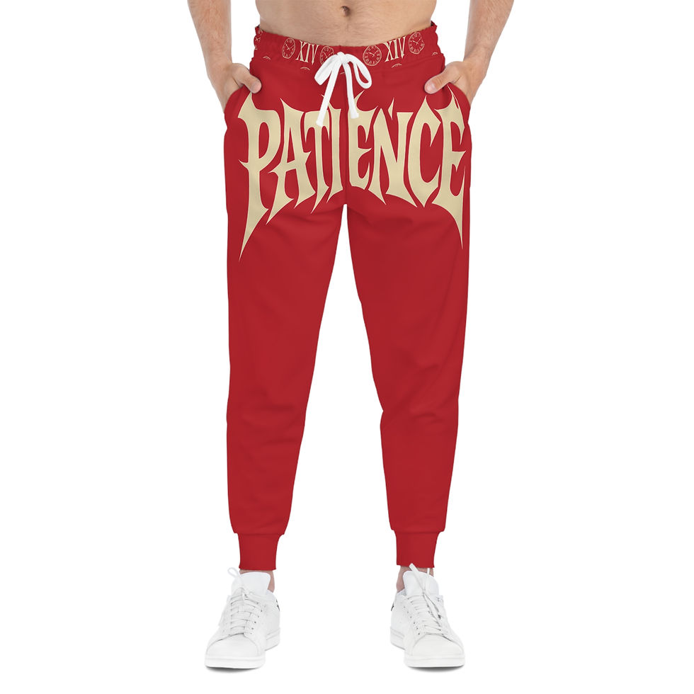 Thumbnail:  "Patience 2:50's" Graphic Athletic Joggers Dark Red
