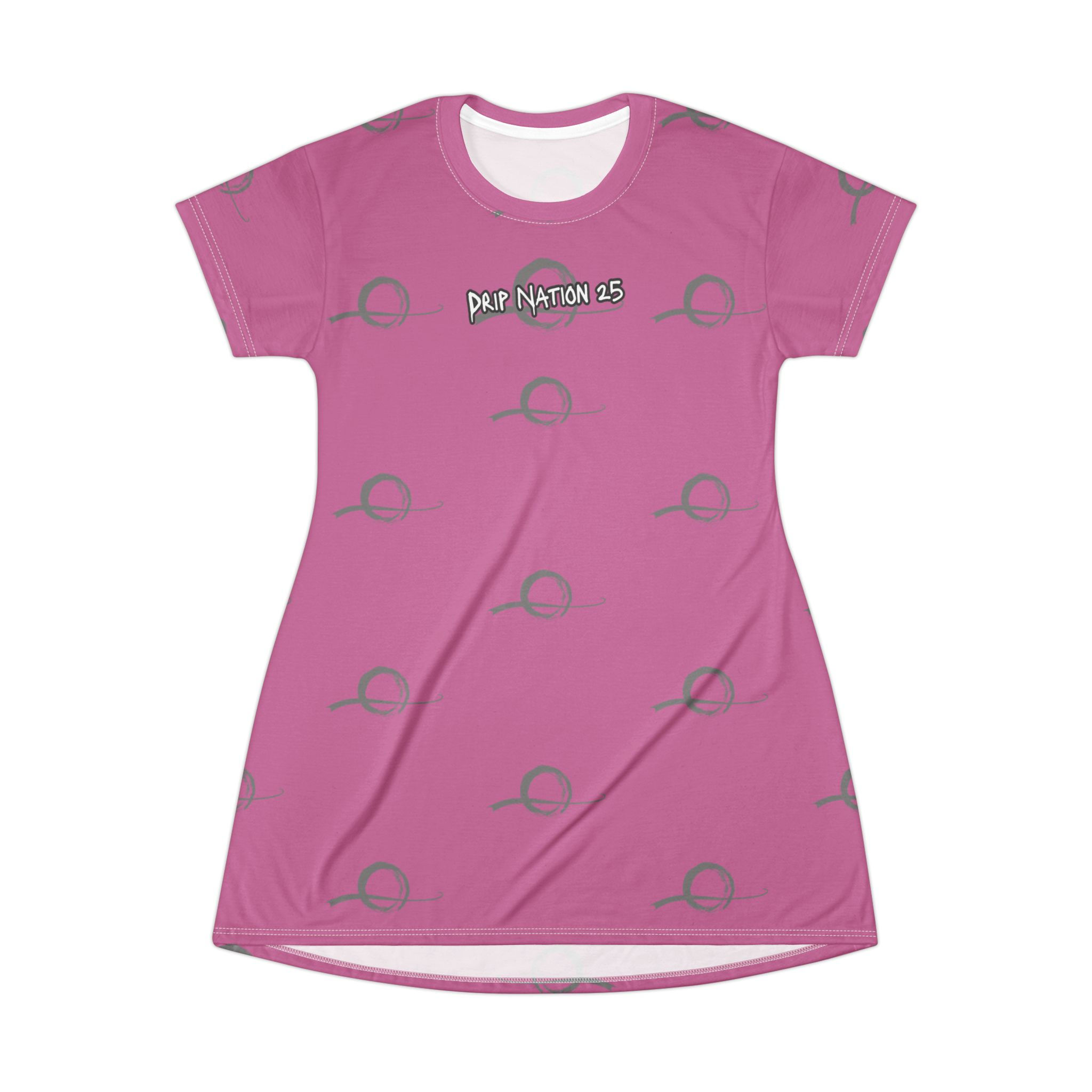 Drip Nation 25 Playful Graphic T-Shirt Dress (Light Pink)