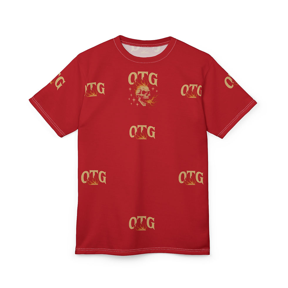 Thumbnail: "OTG" Fiery Skull Unisex Tee (Dark Red)