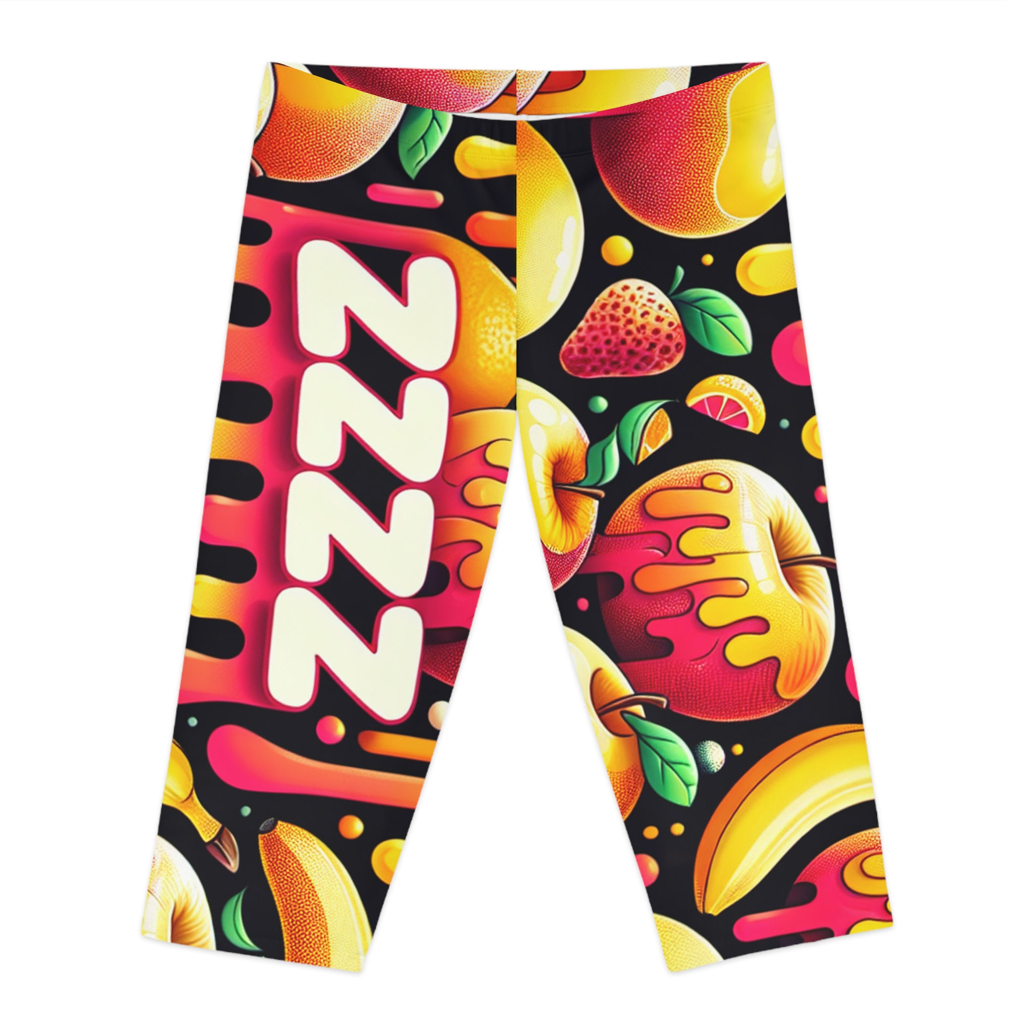 Forbidden Sleep Vibrant Fruit Print Capri Leggings for Women 