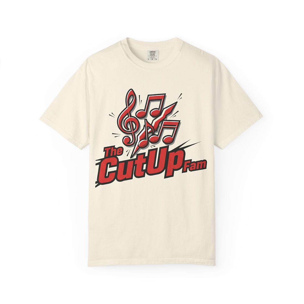 Thumbnail: CutUp Fam Music Notes T-Shirt | Cut Up Or Shut Up Back Print