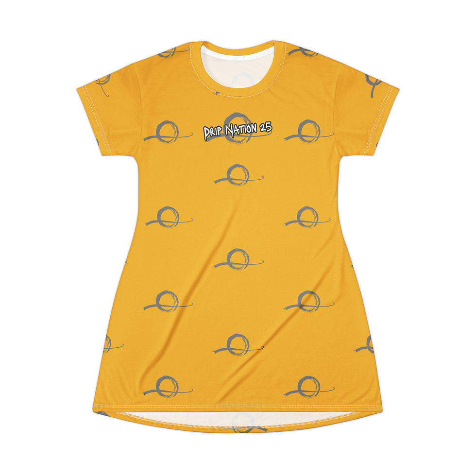 Drip Nation 25 Playful Graphic T-Shirt Dress (Yellow)