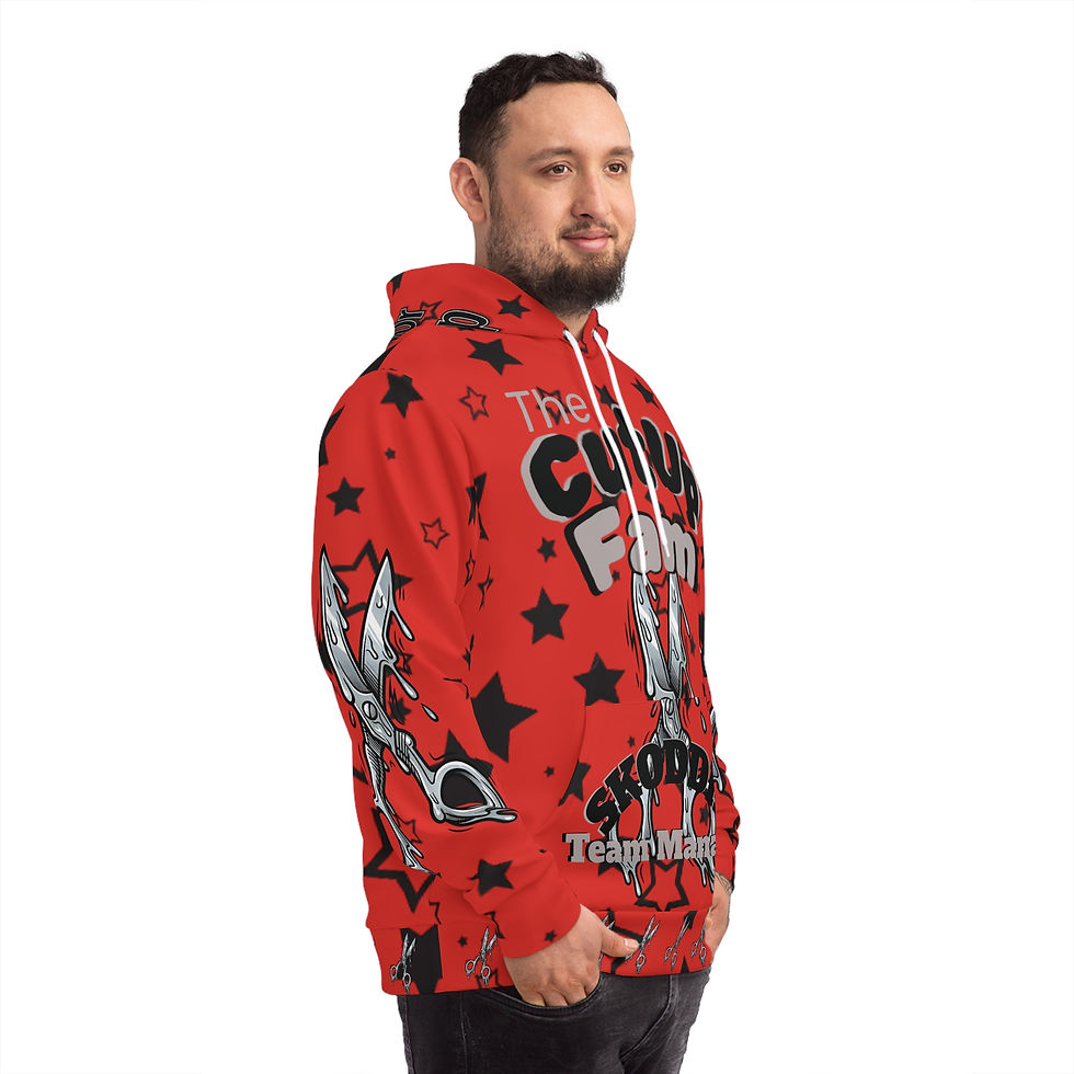 Thumbnail: Red CutUp Fam All-Over Print TikTok Promo Hoodie