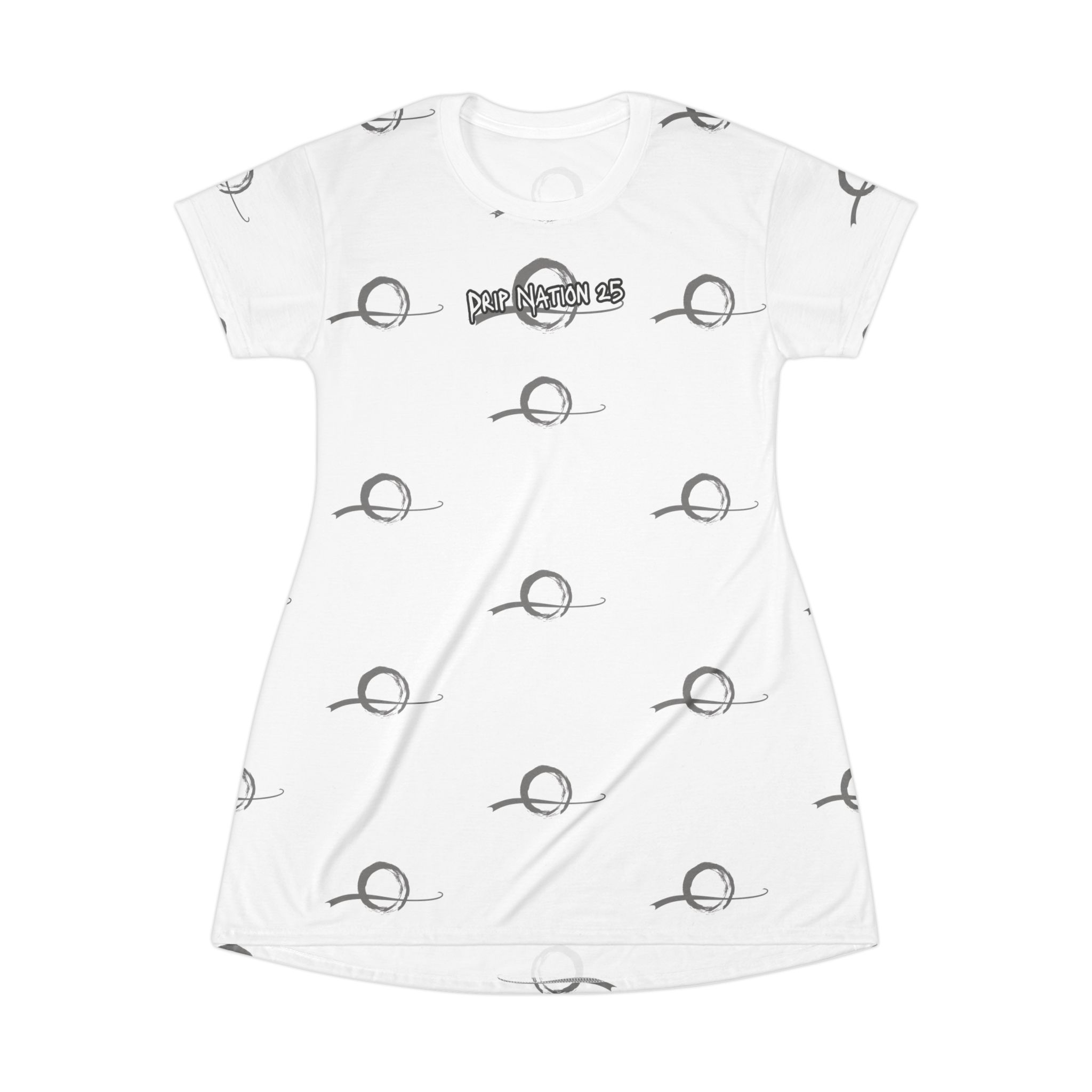 Drip Nation 25 Playful Graphic T-Shirt Dress (White)