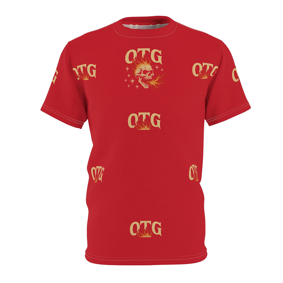Thumbnail: "OTG" Fiery Skull Unisex Tee (Dark Red)